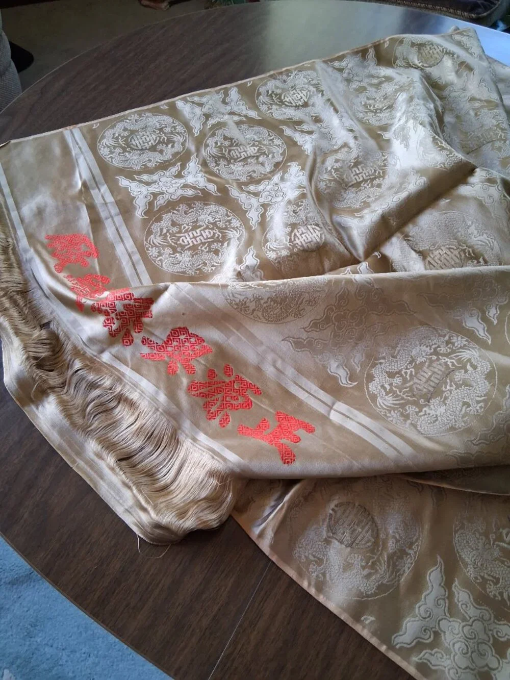 Vintage Chinese Silk Brocade Panel • 2.5 Yards x 30”